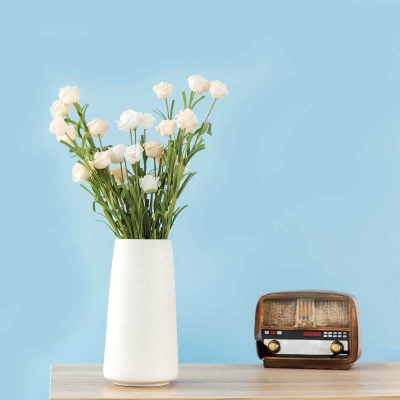 HUBUISH Ceramic Vase - Flower Vase Minimalism Style for Modern Table Shelf Home Decor  Fit for Fireplace Bedroom Kitchen Living Room Centerpieces Office Desk (Solid White  Big) - Image 2